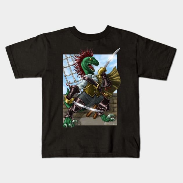 Velociraptor Swashbuckler Kids T-Shirt by adefelice